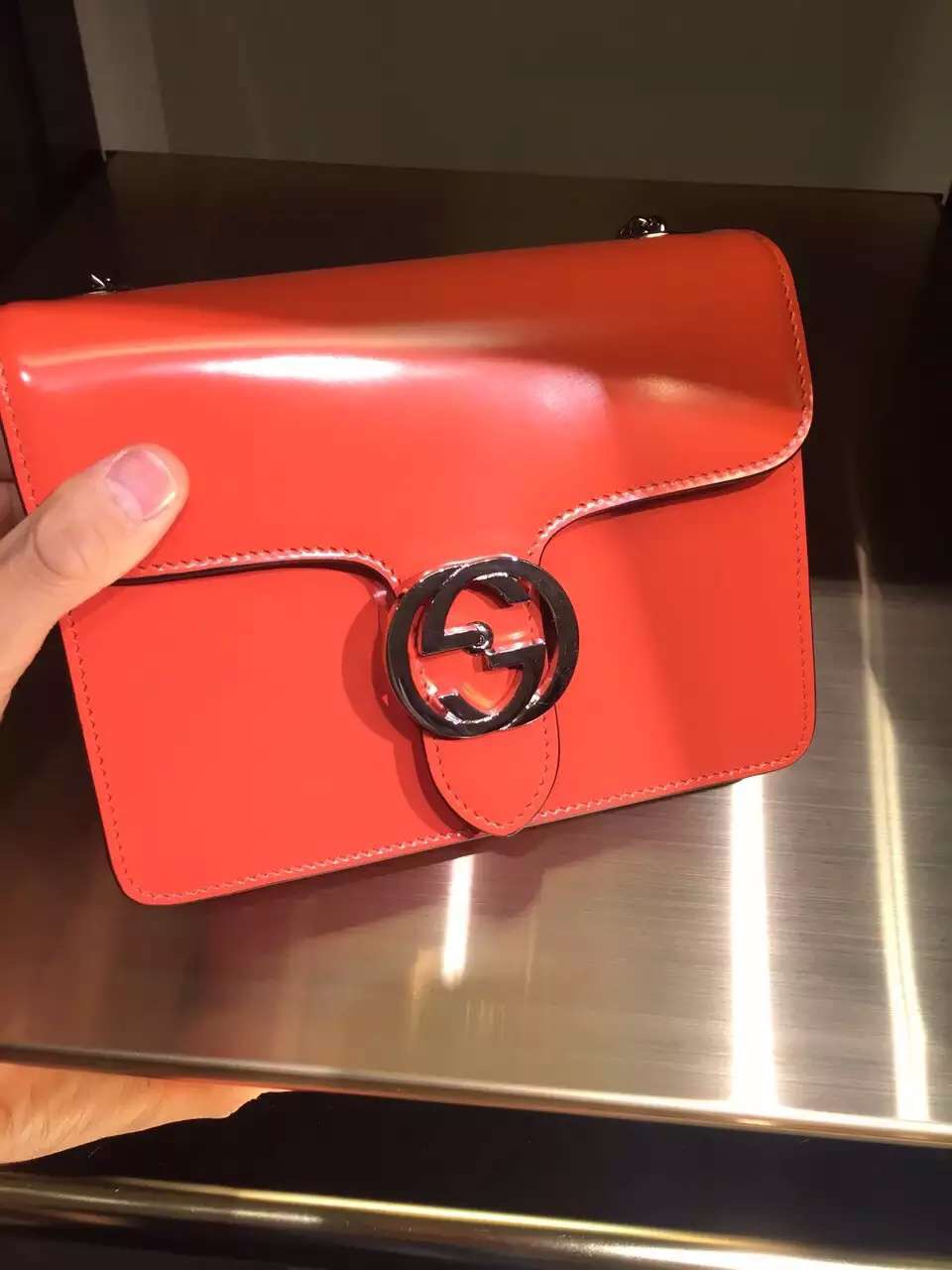 Real Gucci Interlocking Mini Shoulder Bag 387609 Orange